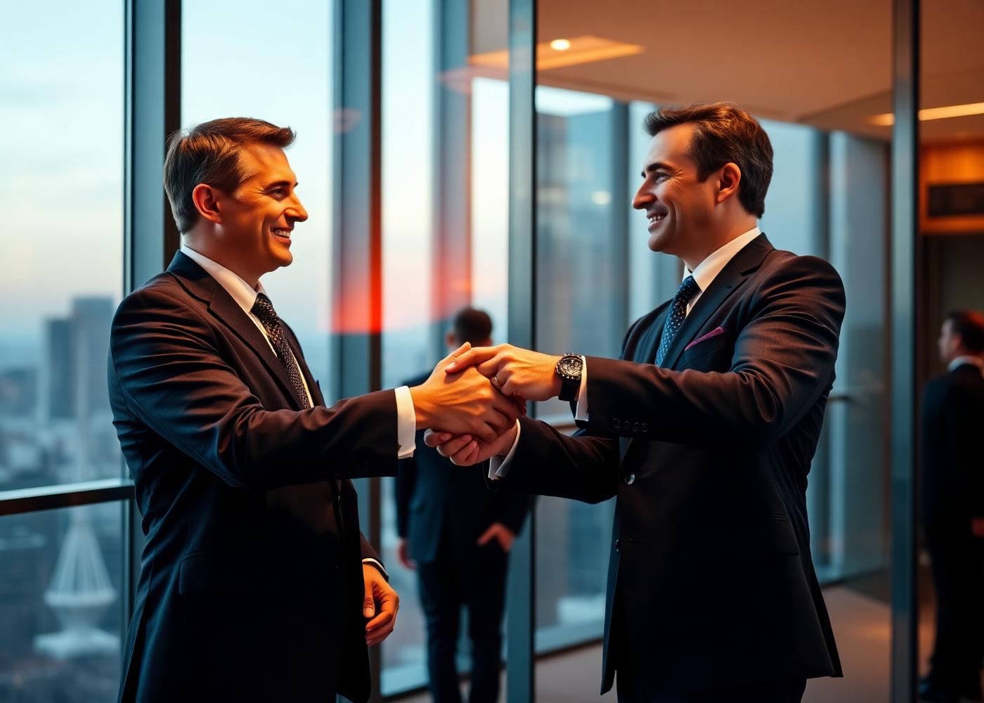 Aperto de mão entre executivos internacionais
